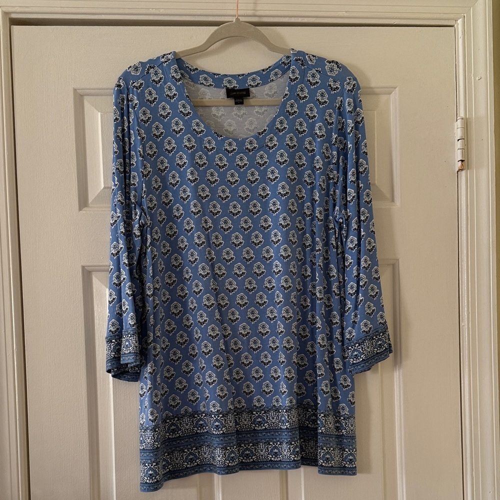 J. Jill Blue and White Patterned Tunic